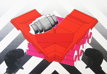 Car Showroom A3 artist's screenprint for Lily & Mim: A Department Store